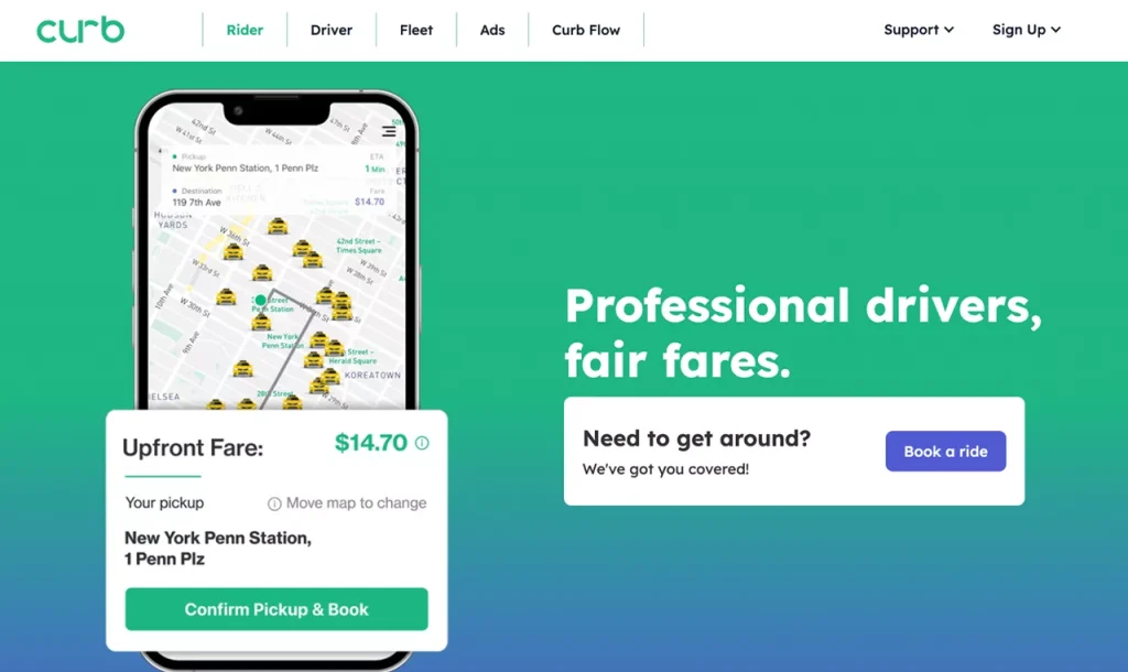 homepage of Curb web app homepage of Curb, a great web app idea