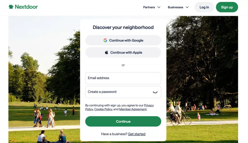 homepage of Nextdoor web application homepage of Nextdoor, a great web app idea to attract users