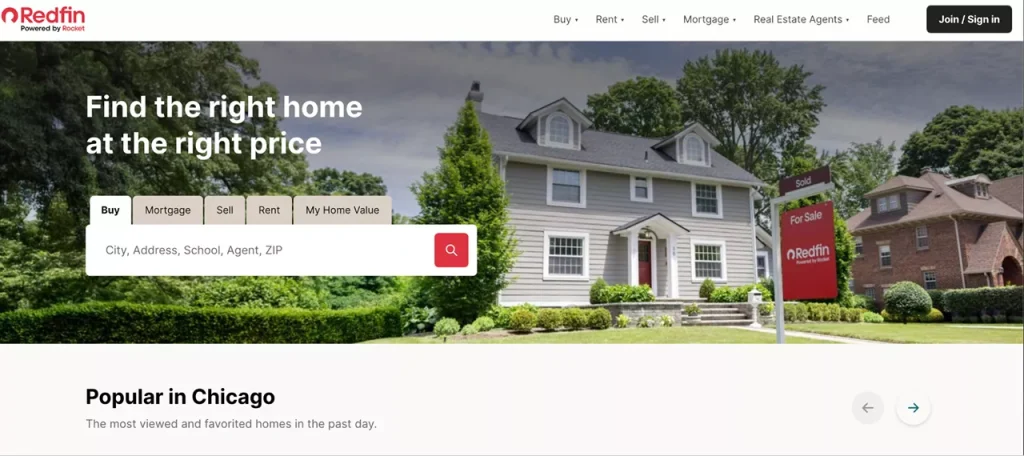 homepage of Redfin web app homepage of Redfin web app, a great web application idea