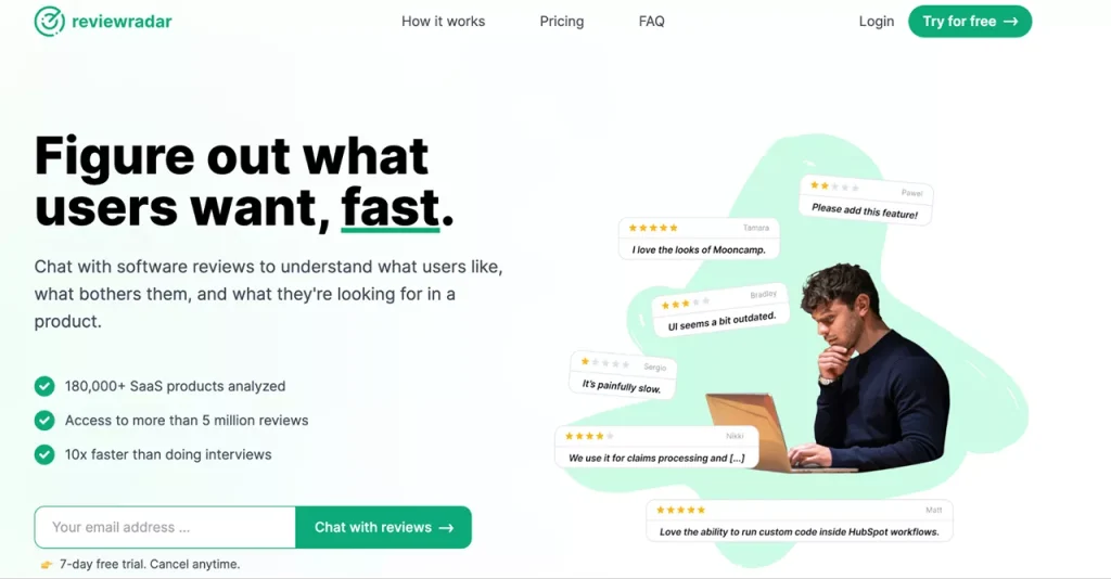 homepage of Review Radar, a great web application idea homepage of Review Radar, a great web application idea