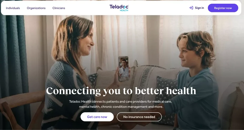 homepage of Teladoc - one of the top web app projects homepage of Teladoc telemedicine platform - one of the top web applications