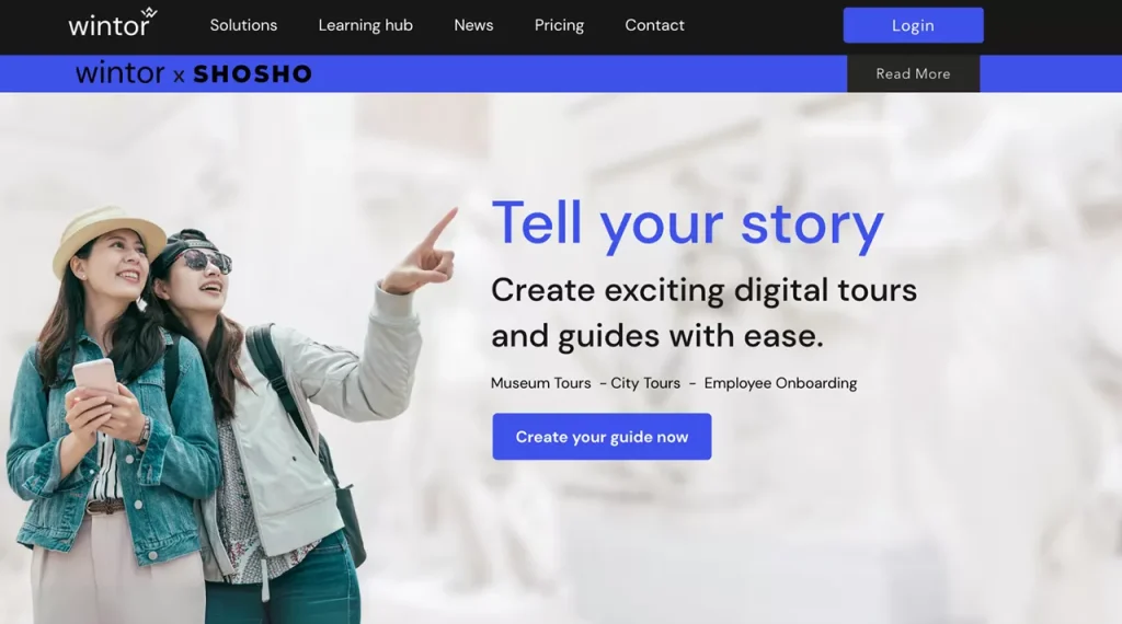 homepage of Wintor web application homepage of Wintor, a great web app idea to attract users