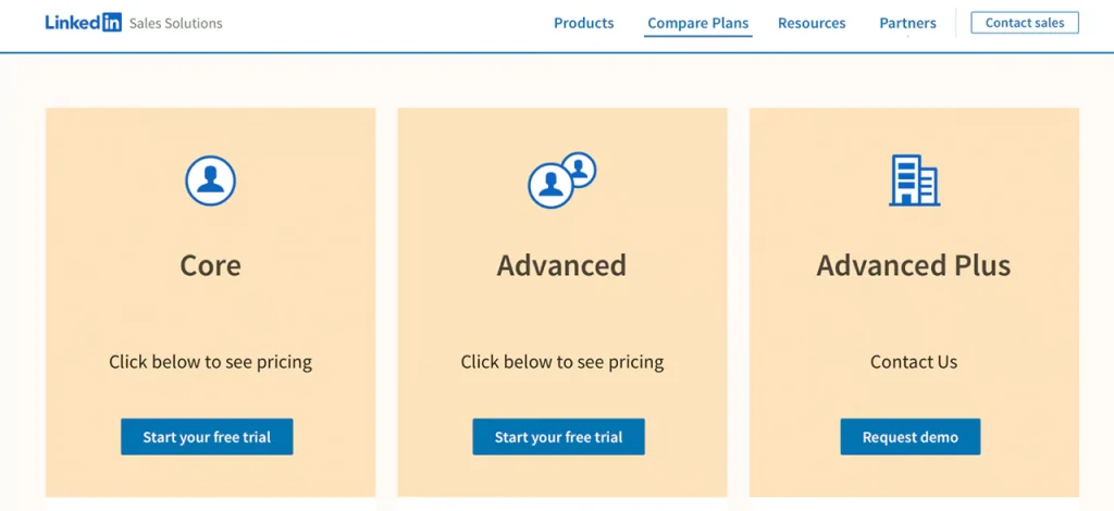LinkedIn example of SaaS pricing model