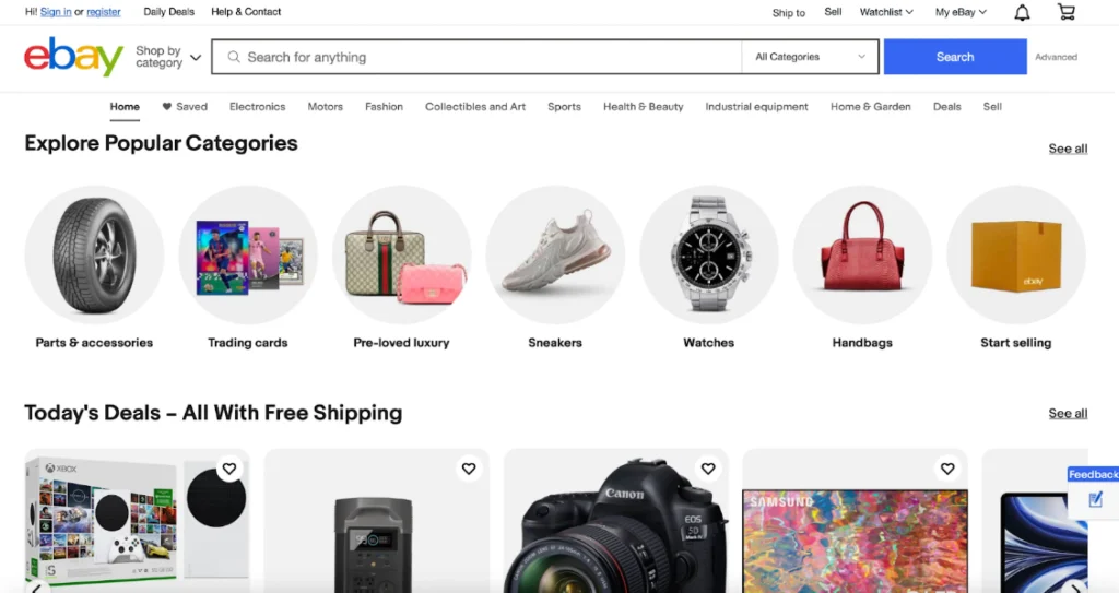 eBay online marketplace