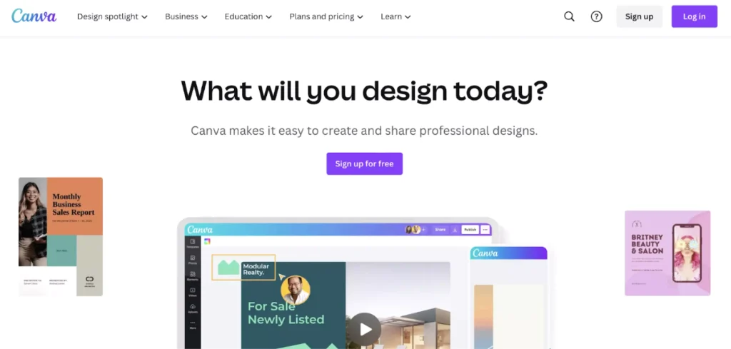 Canva main page