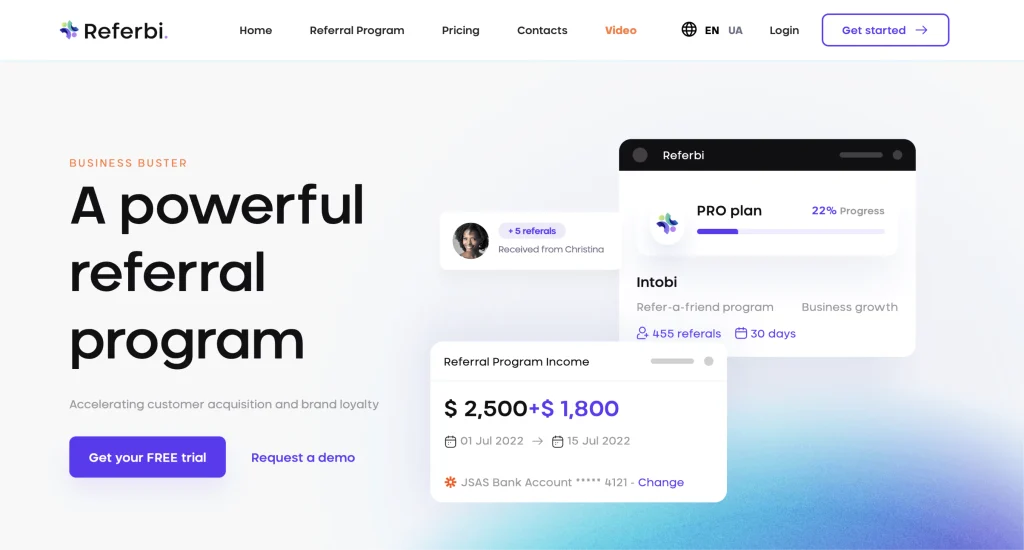 A robust referral program powered by Intobi