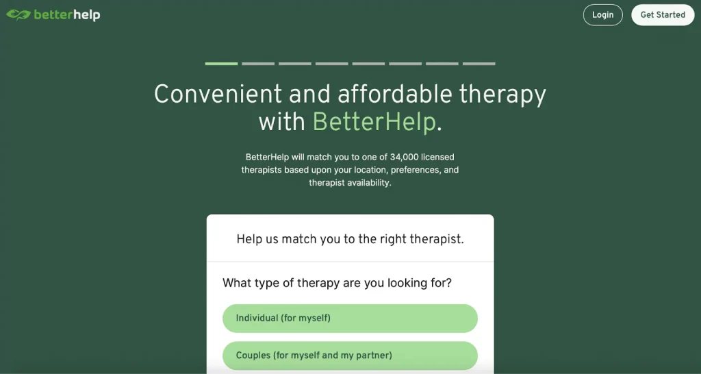 BetterHelp home page