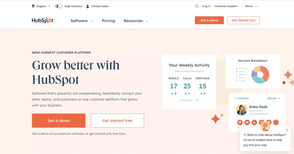 HubSpot main page