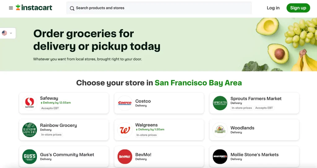 Instacart home page