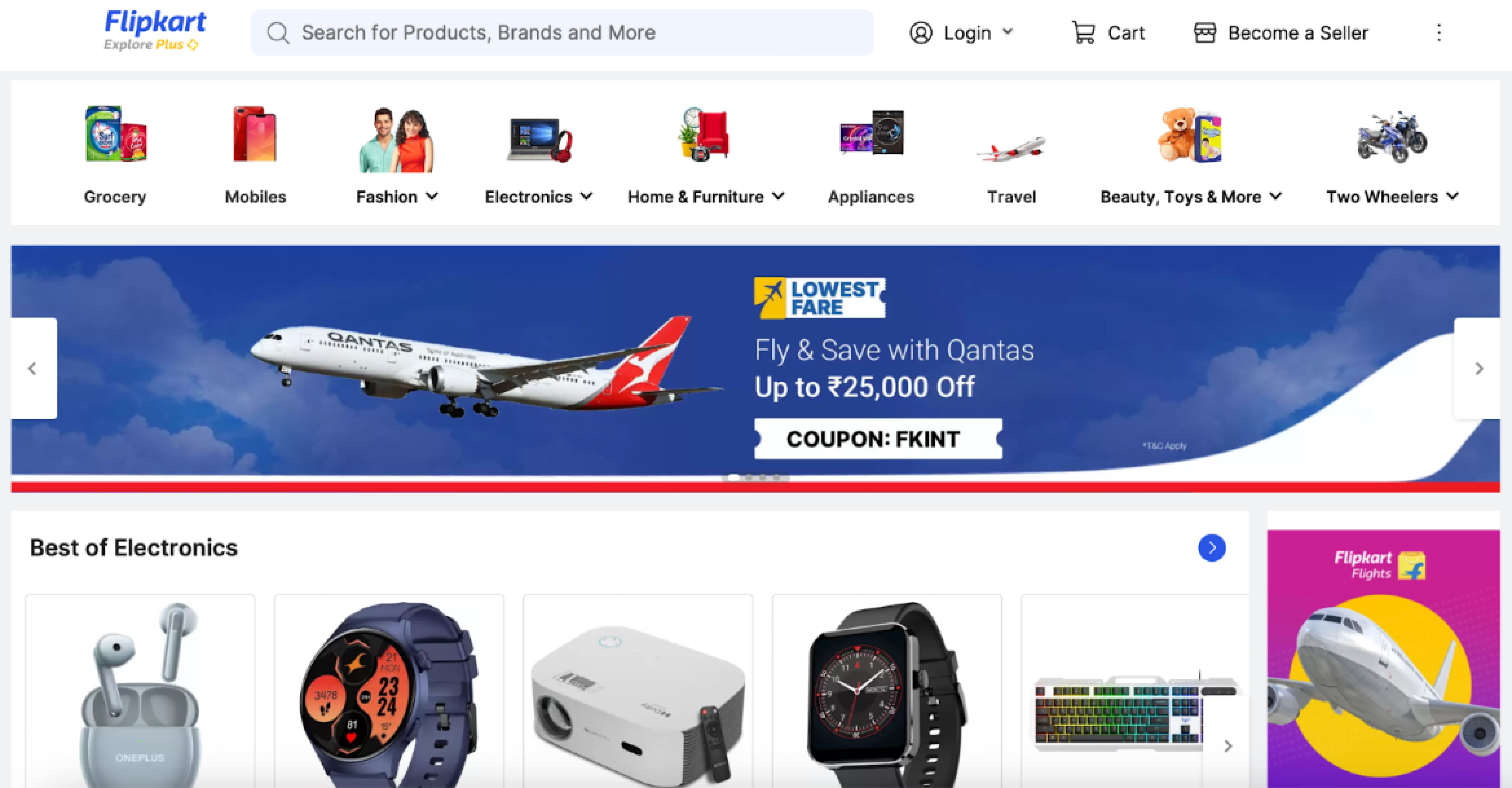 Flipkart home page