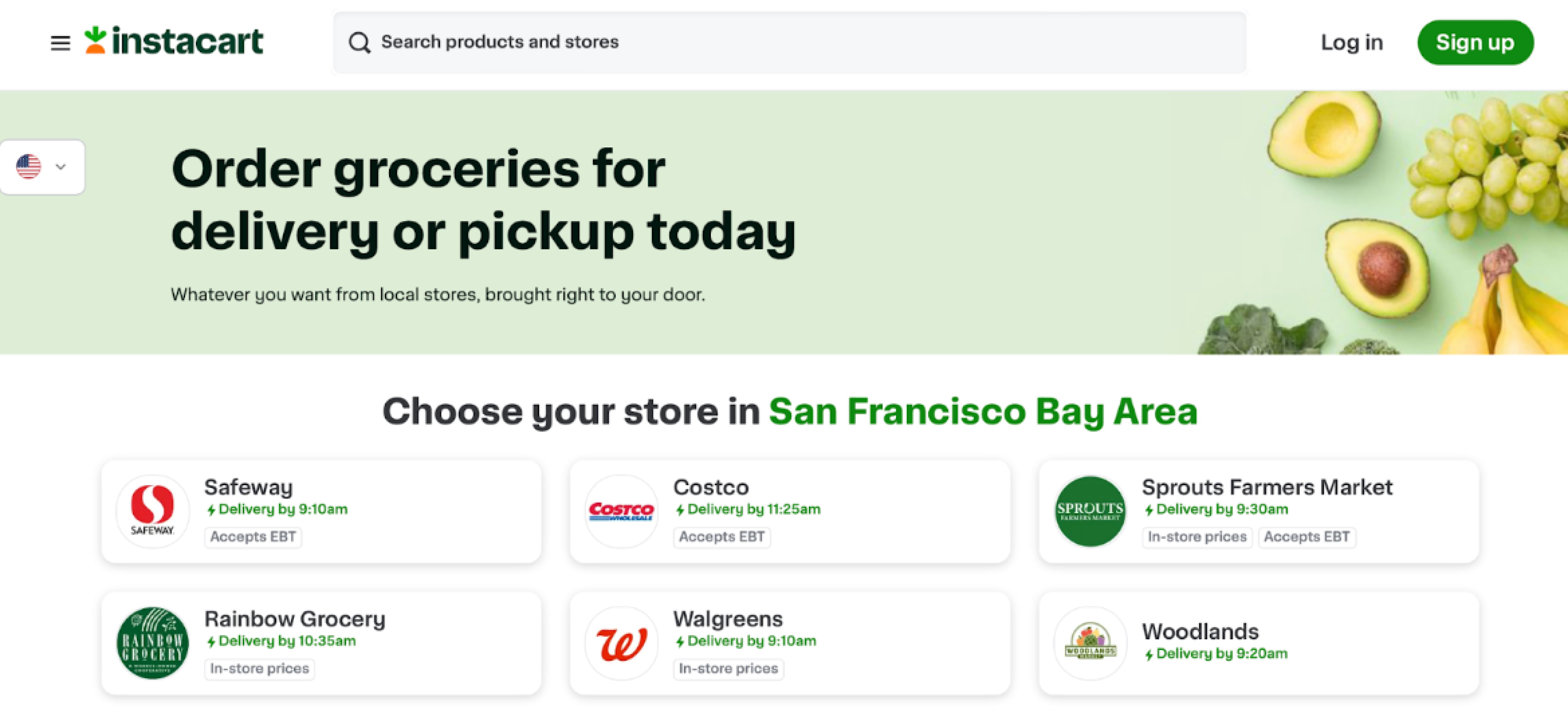 Instacart main page