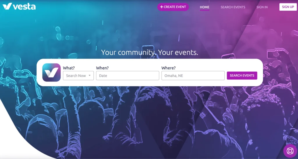 Event management portal example: Event Vesta