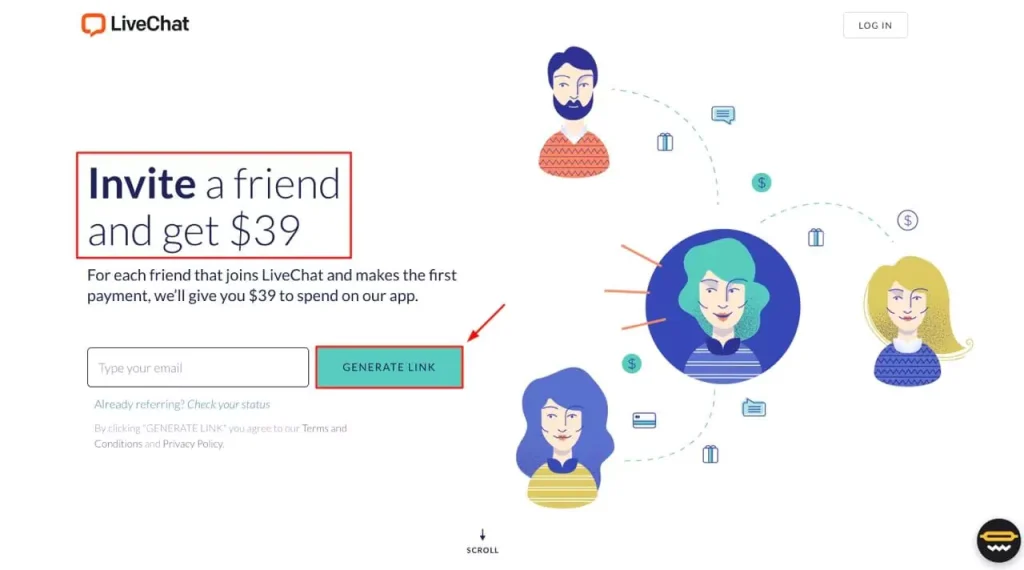 Referral program by LiveChat