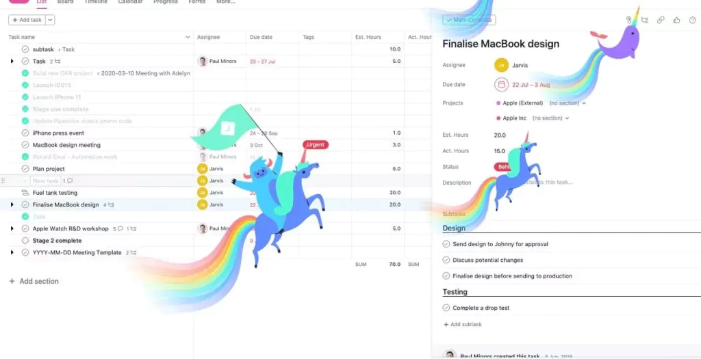 Asana's task completion celebration