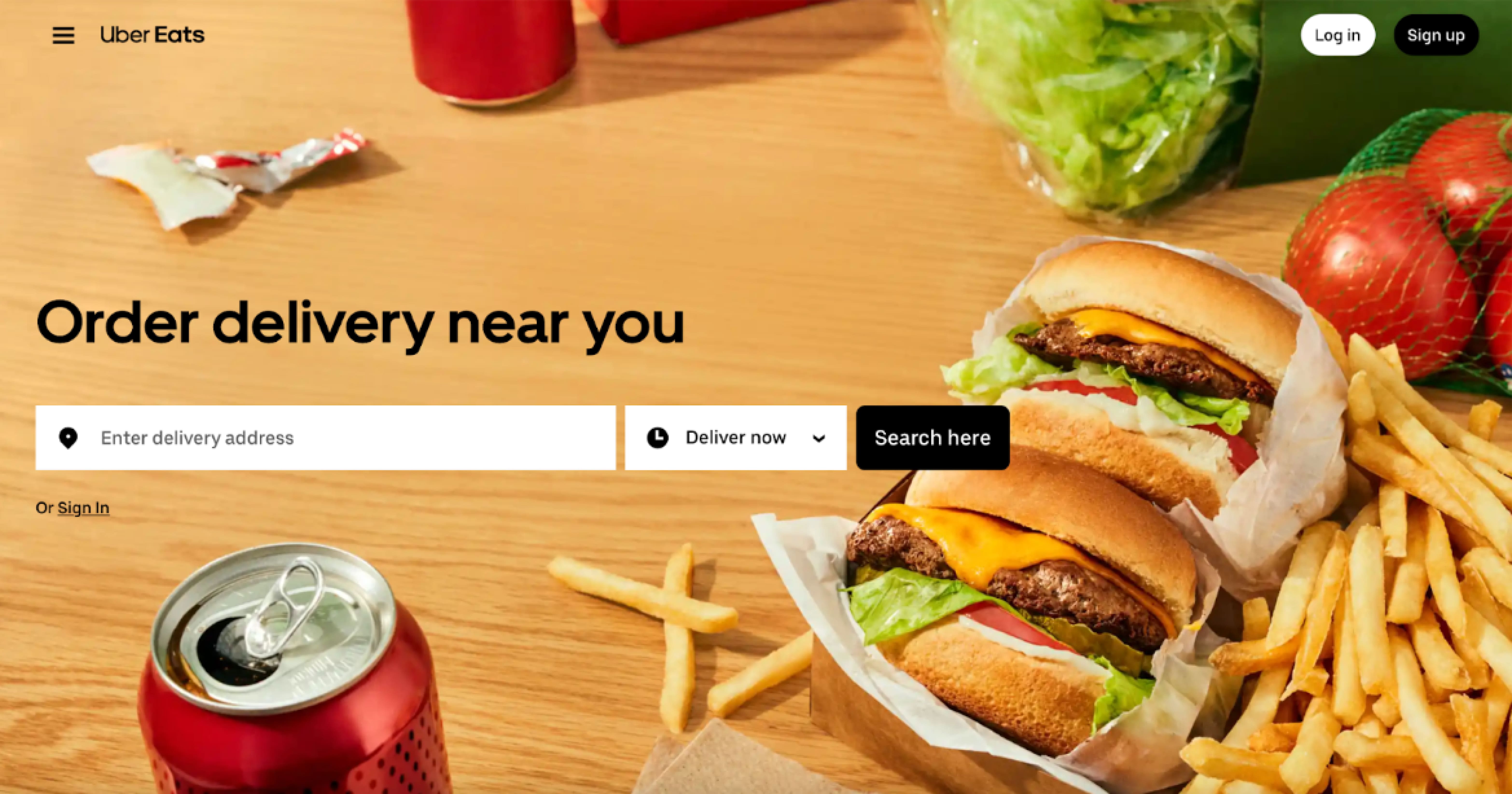 Uber Eats main page