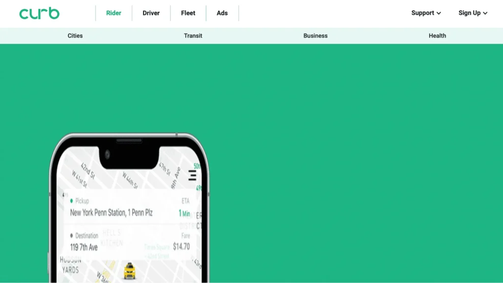 Ride-sharing web app example: Curb