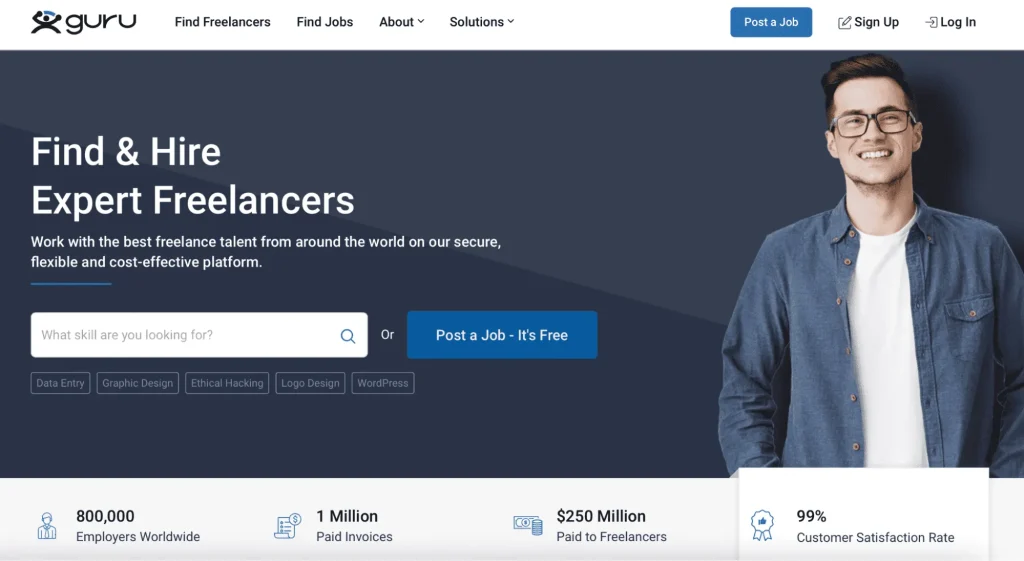 No-code talent marketplace example: Guru