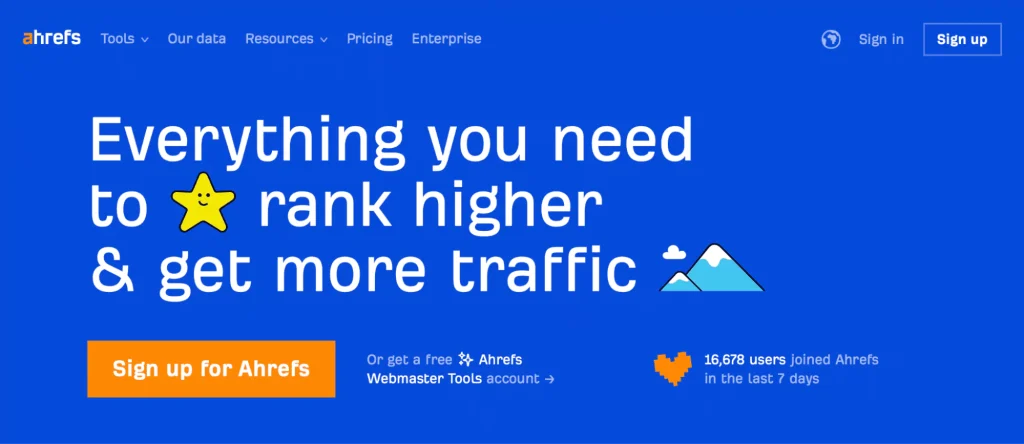 Ahrefs main page