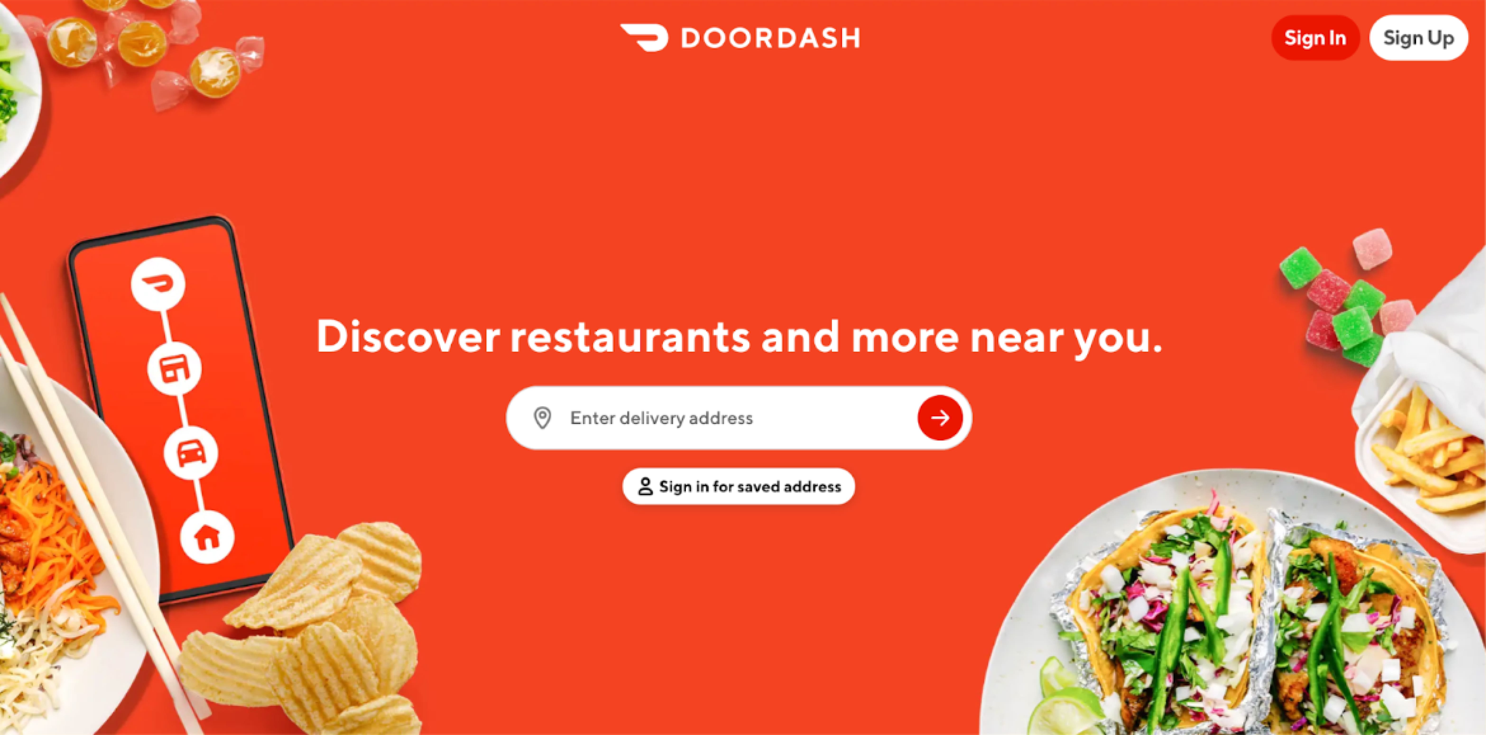 DoorDash main page