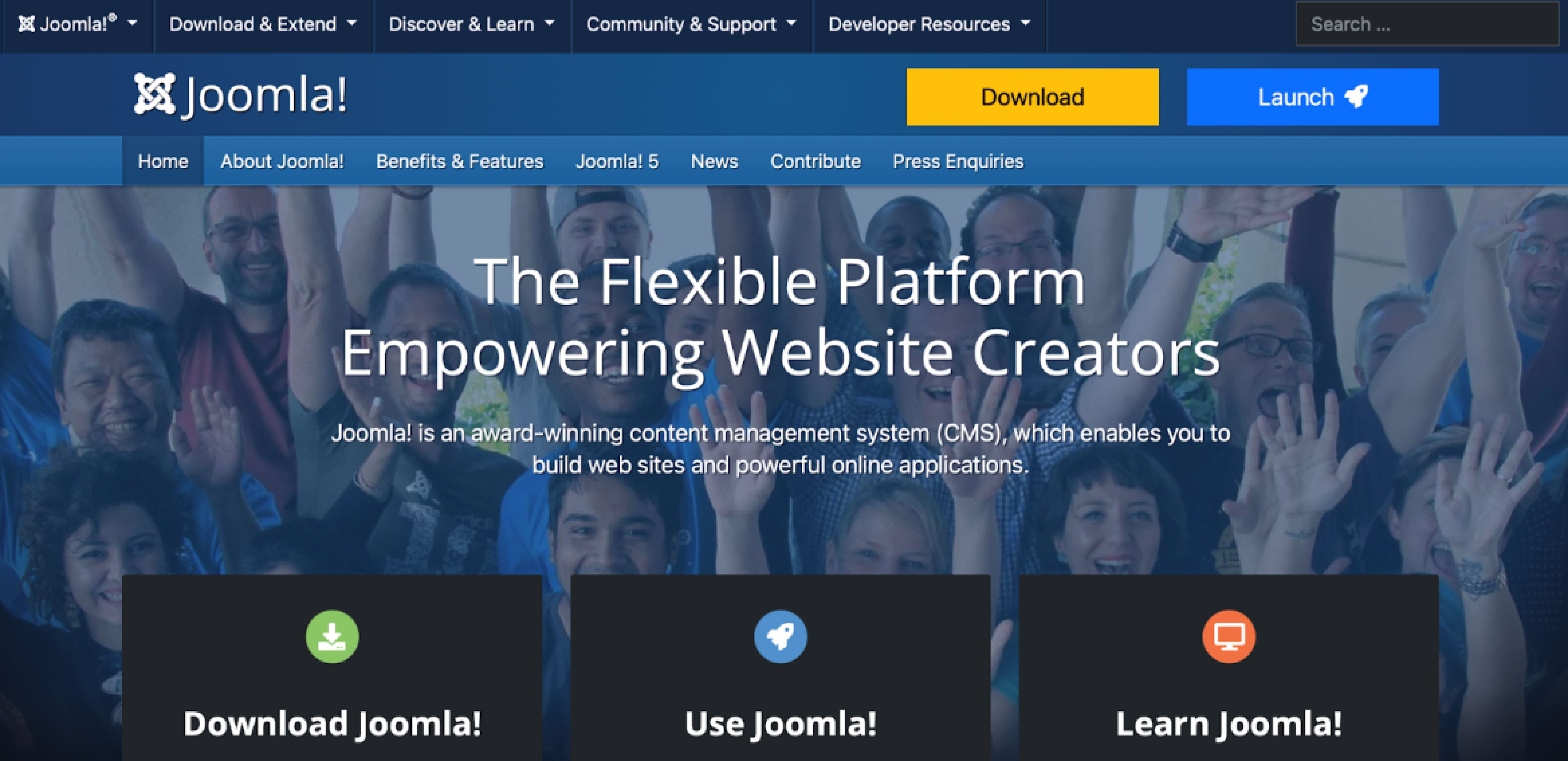 Joomla website home page