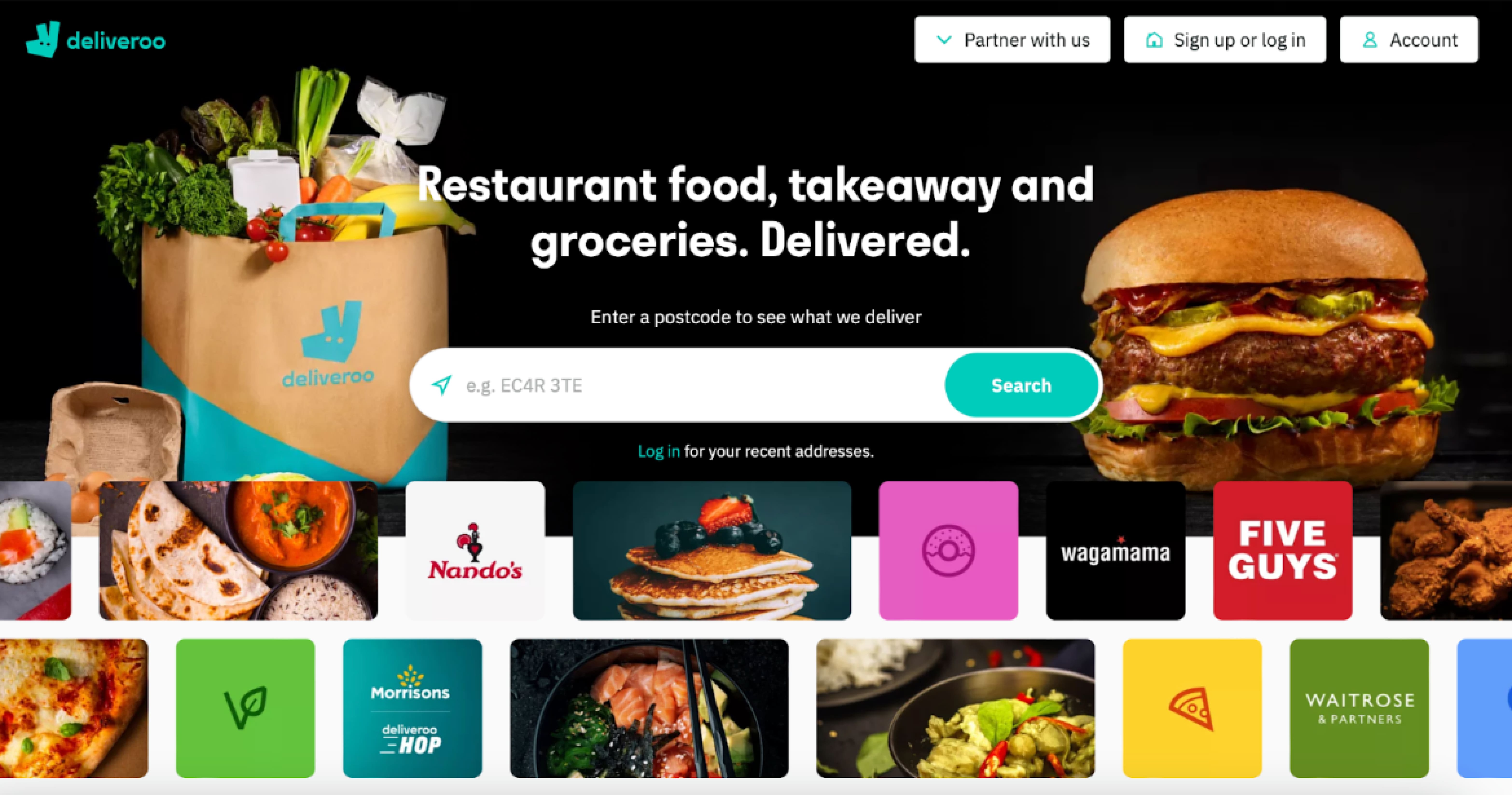 Deliveroo main page