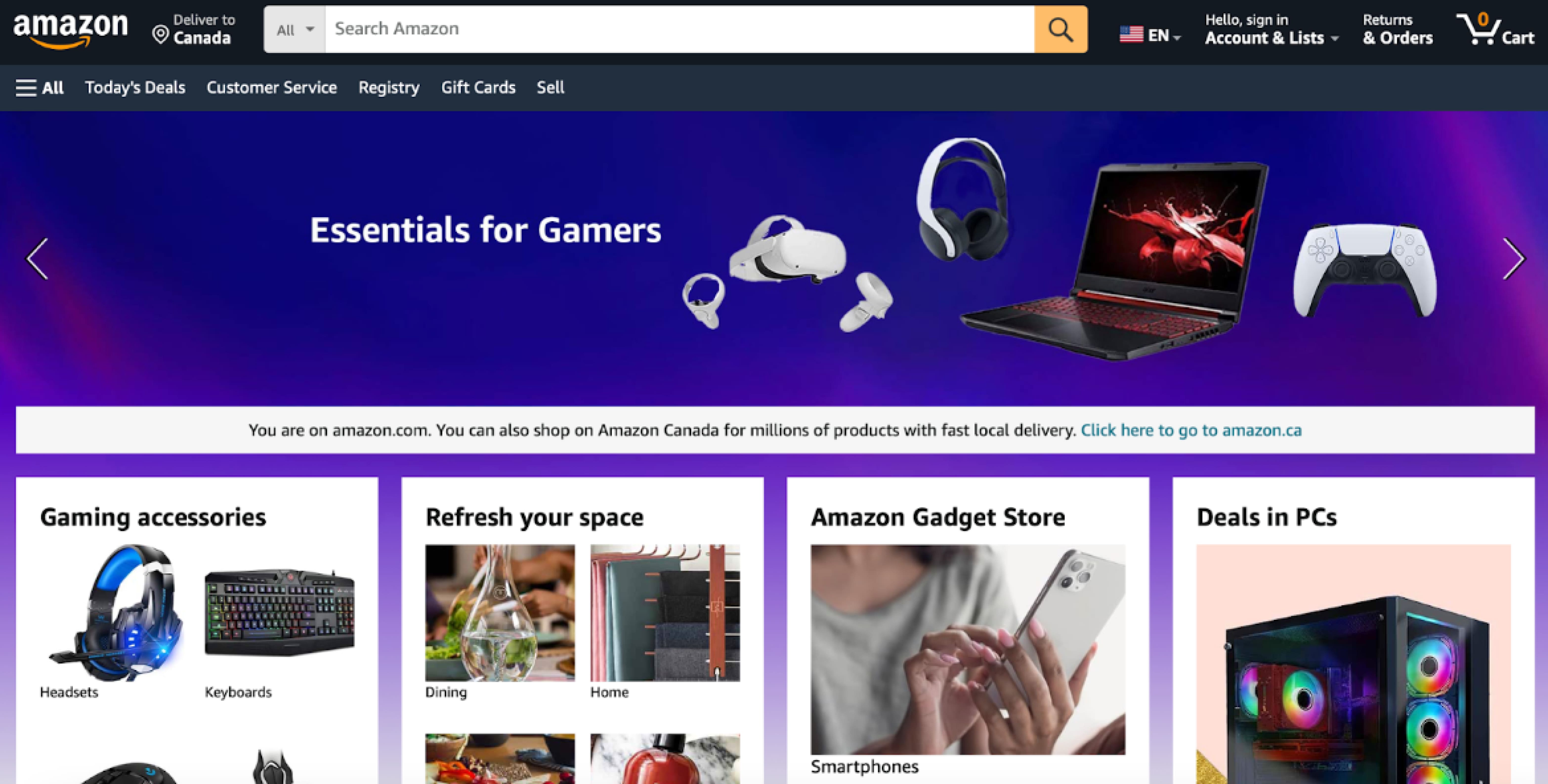 Amazon home page