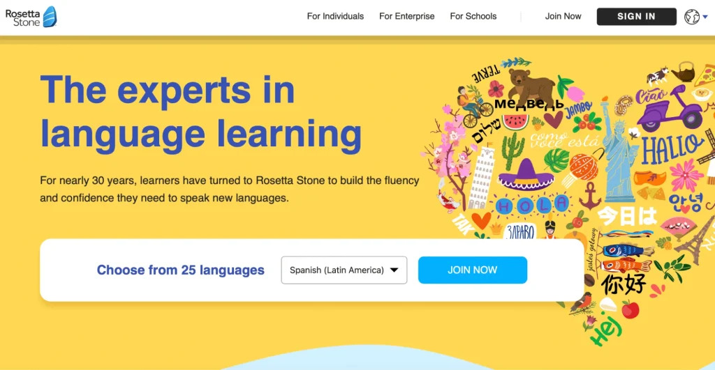 AI-language learning app example: Rosetta Stone