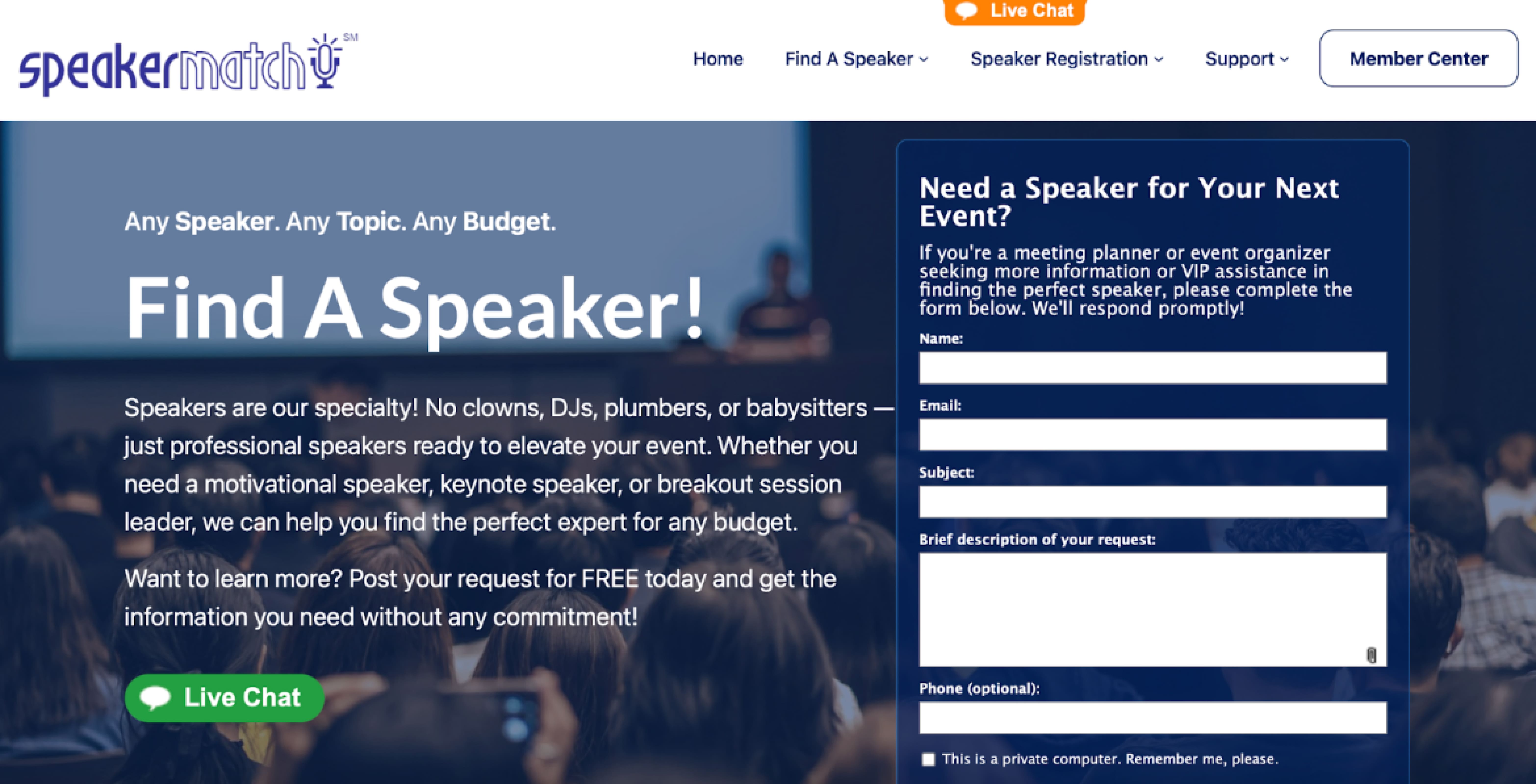 SpeakerMatch home page