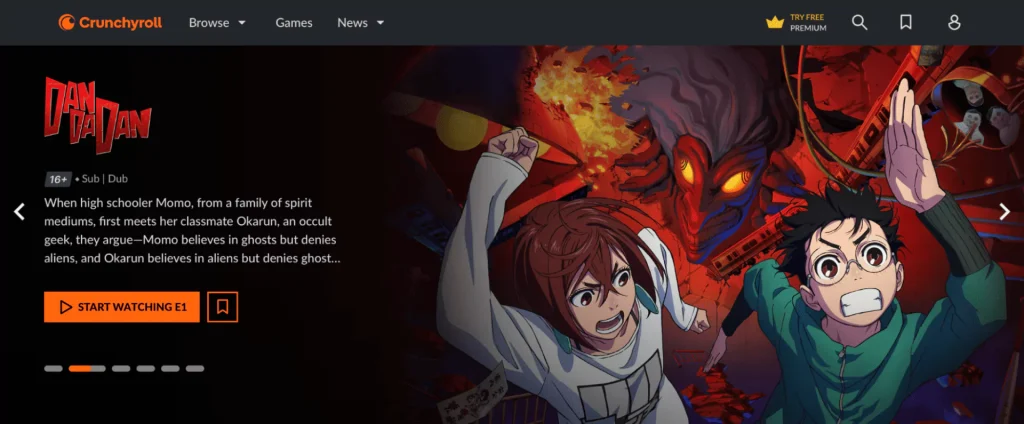 Crunchyroll main page