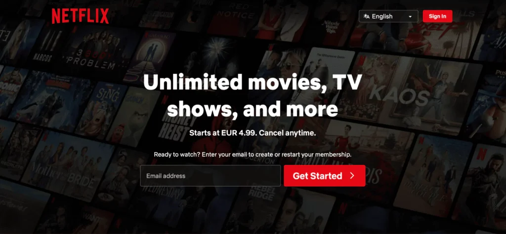 Netflix main page