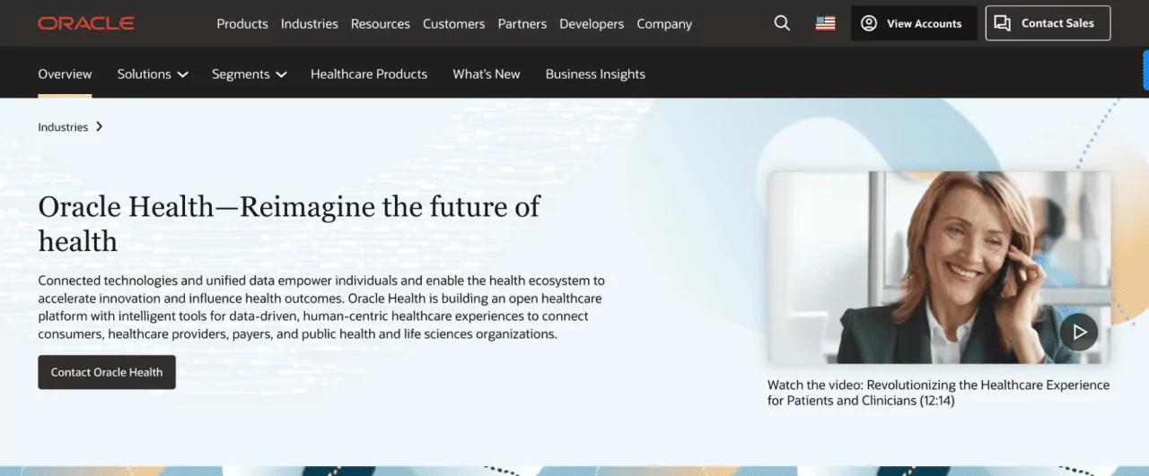 Oracle Health's screenshot of the interface