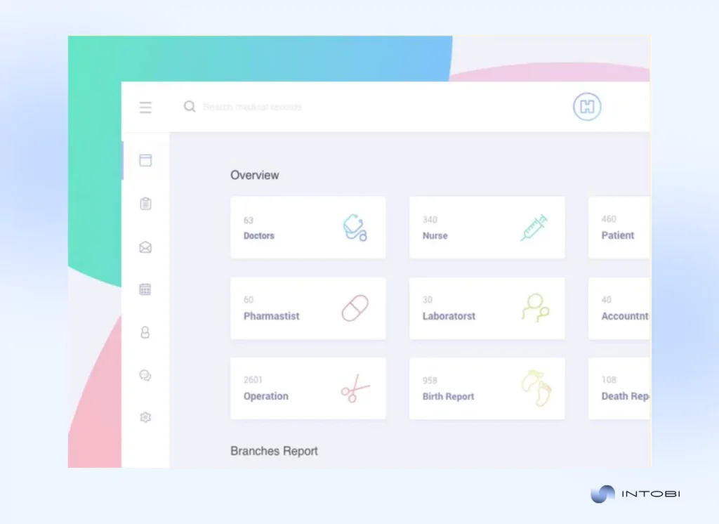 Patient management software interface's example