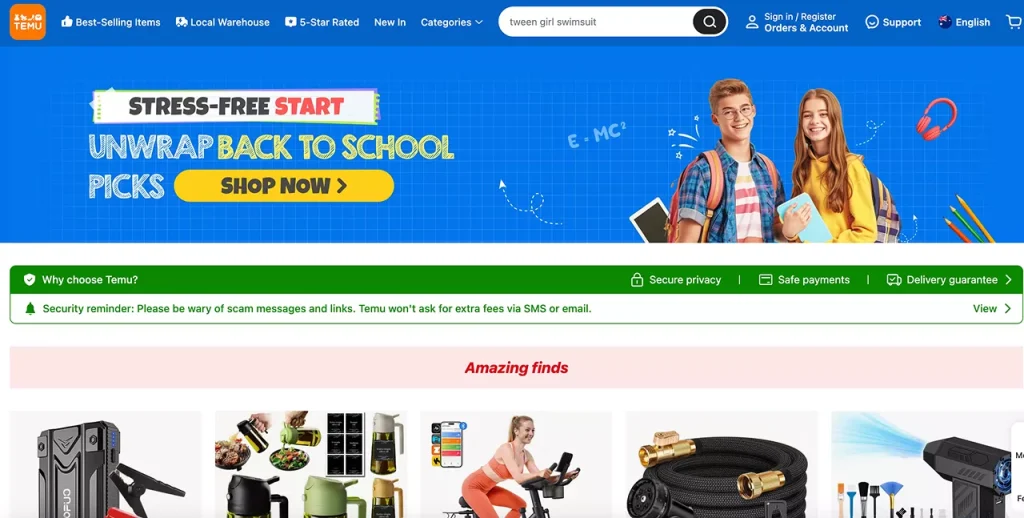 Temu - one of the top online marketplaces in Australia Temu is among the top online marketplaces in Australia