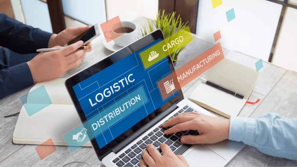 Digital Logistics Platform Logistics and distribution management on laptop