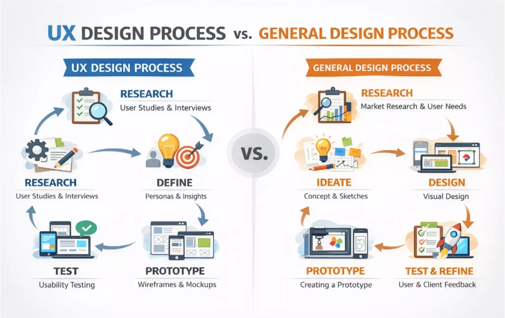 uxdesign process vs. general design process differences between ux and general designs