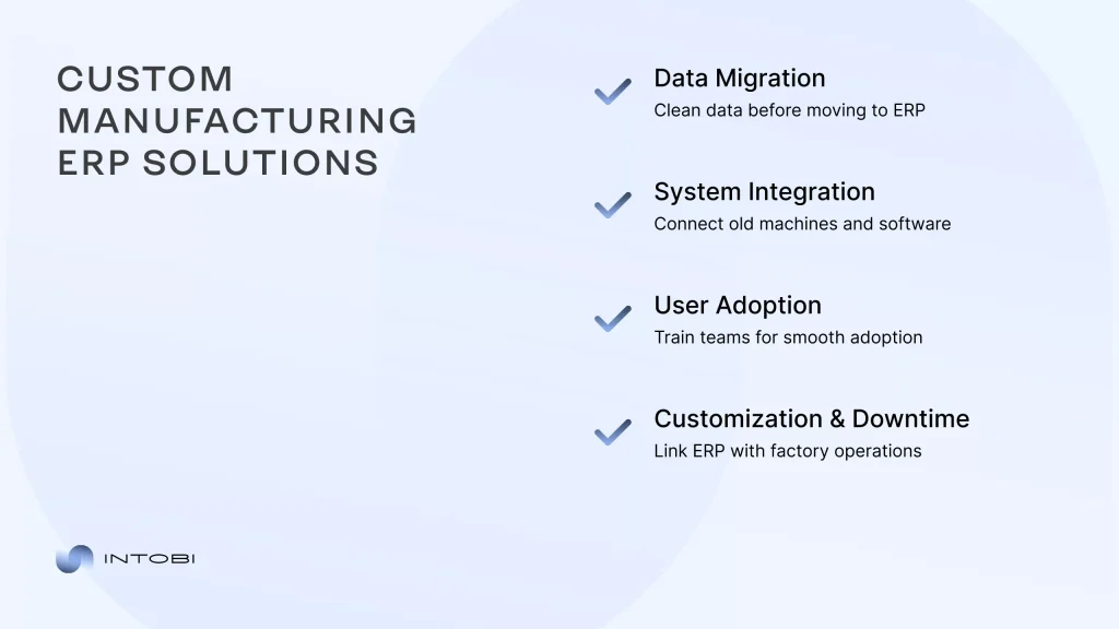 Custom Manufacturing ERP Solutions Manufacturing software integration solution for industrial operations.